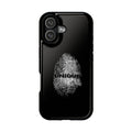 iPhone Case — Black Magnetic Impact-Resistant with Fingerprint Graphic & "Unique" Text