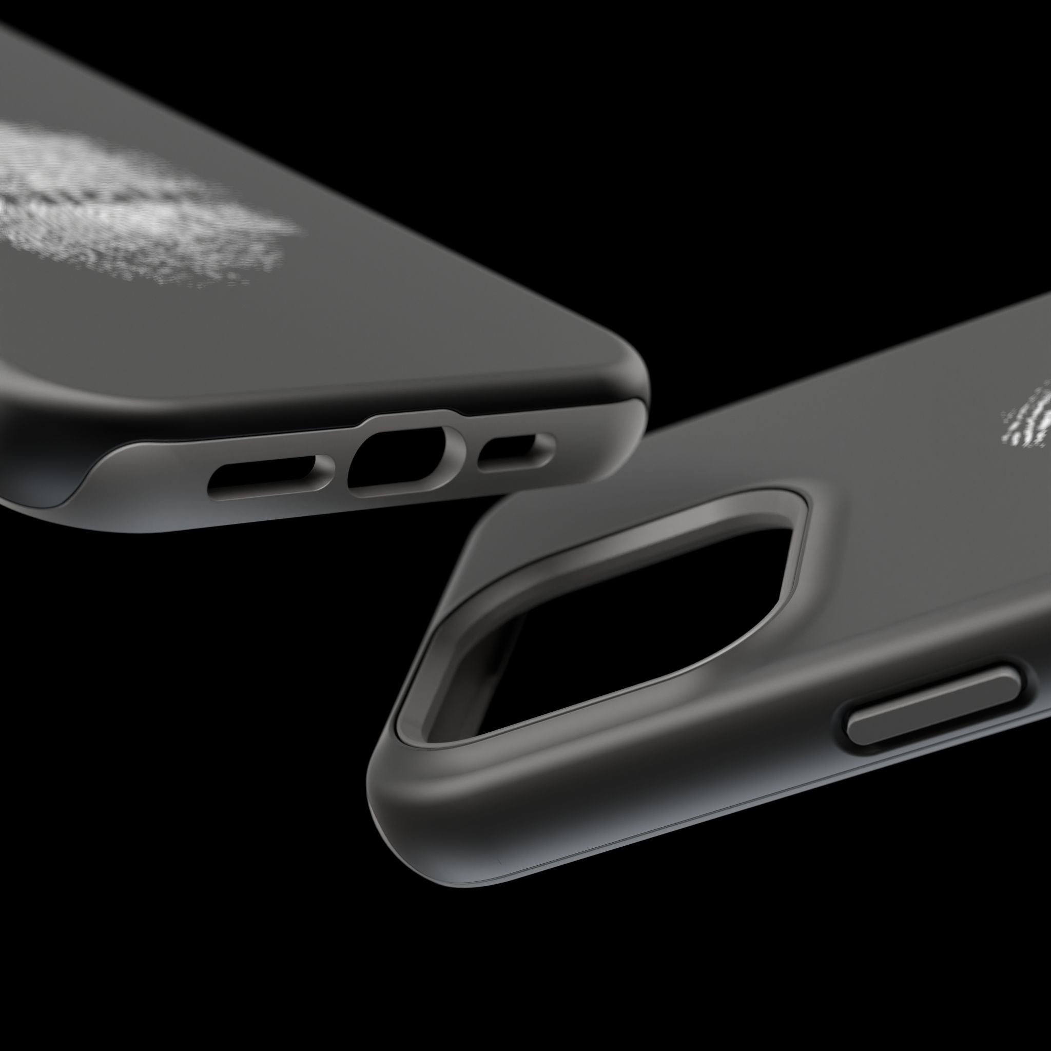 iPhone Case — Black Magnetic Impact-Resistant with Fingerprint Graphic & "Unique" Text