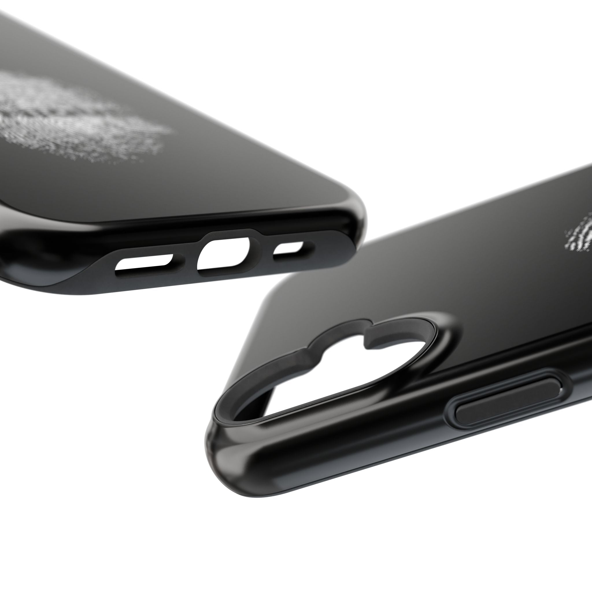 iPhone Case — Black Magnetic Impact-Resistant with Fingerprint Graphic & "Unique" Text
