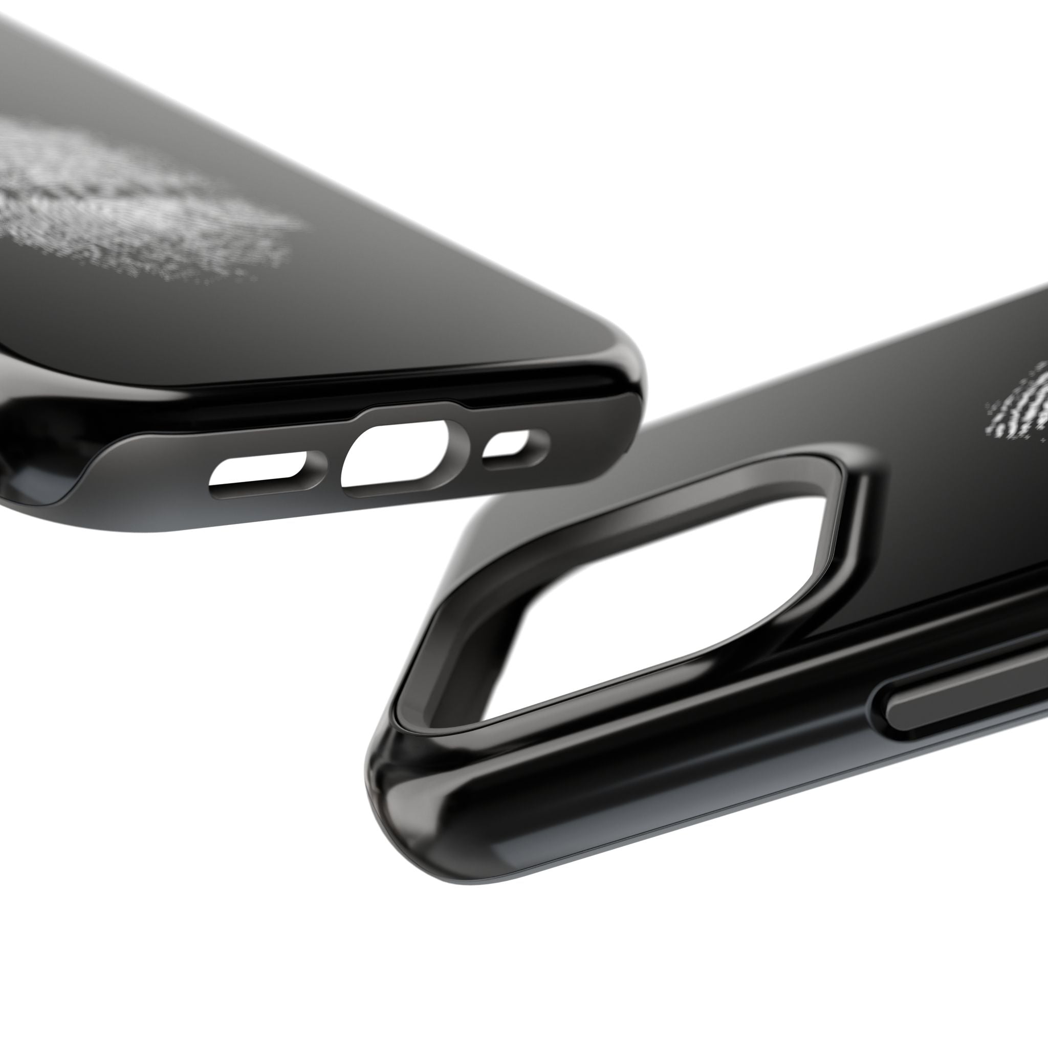 iPhone Case — Black Magnetic Impact-Resistant with Fingerprint Graphic & "Unique" Text